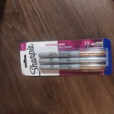 NEW Sharpie Metallic Marker Fine Tip 3 Pk Gold Silver Bronze Office School Home