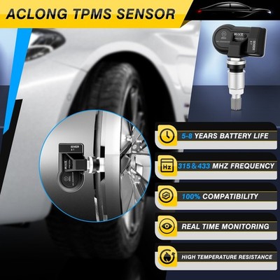 4Pcs TPMS Tire Pressure Monitoring Sensor 315MHz&433MHz for Bxcgpvfcwhjcougrbmak