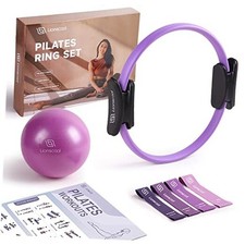 Pilates Ring Set   14" Anti-Deformation Magic Circle with Padded Purple