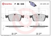 Vorderachse Brembo P 86 026 Bremsbelagsatz, Scheibenbremse FüR Volvo,Volvo Asia