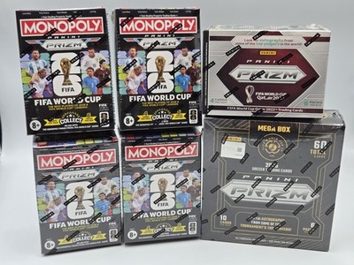 LOT 2022 Panini Prizm World Cup Soccer Blaster Sealed 2025 Mega Box And Monopoly