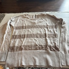 Loft Brown And Light Brown Striped Sweater Long Sleeve Women's Size XS