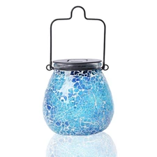 Afirst Mosaic Solar Lanterns Outdoor - Glass Hanging Solar Lights Hollow Out ...