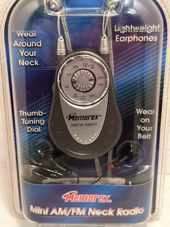 Memorex Mini AM/FM Neck Radio W/Lightweight Earphones Neck Strap & Belt Clip - Image 2 of 4