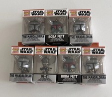 Lote de 7 Star Wars Funko Pop! Llaveros de bolsillo Boba, Mandalorian, IG-11