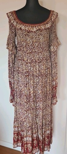 Mahli The Label Inner Bloom Brown Shirred Bust Maxi Dress XL/XXL👇check Measure - Picture 2 of 20