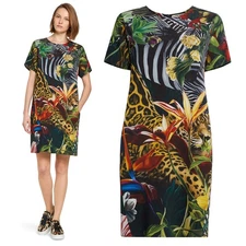 ROBERTO CAVALLI DRESS PARADISE FOUND PRINT SHORT SLEEVE $1,095 sz IT 40 4 US