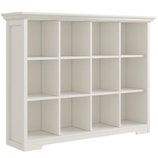 Wooden Cube Bookcase with Base - Modern 3 Tiers Floor Standing Open Shelf Cab...