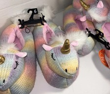 Hurry Wonder Nation Girls Unicorn Slippers 2 PAIRS New with Tags; Both Size 6.