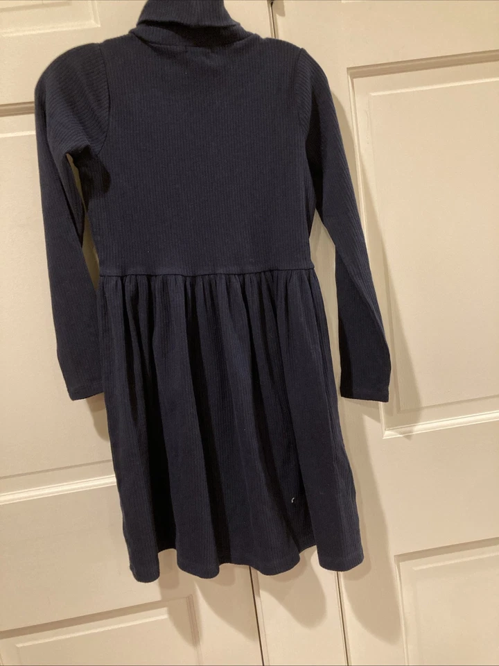 New size  10-12 L Girls Crewcut  Navy Blue Dress cotton gathered - Image 3 of 4