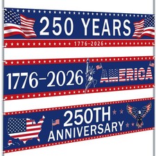 3 Pcs 4th of July Decorations 250th Anniversary Banner 8.17x 1.5ft Freedom