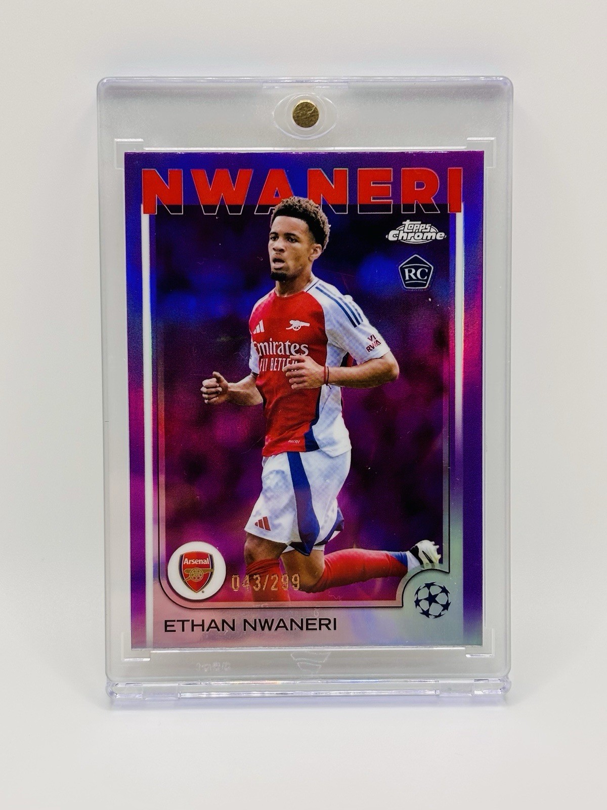 2024-25 Topps Chrome UCC Ethan Nwaneri #158 Violet Refractor/299 (RC)