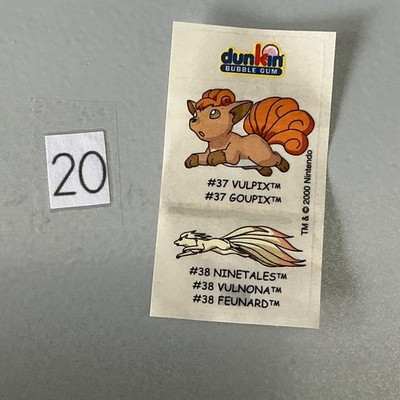 Vulpix Vulnona Dunkin Bubble Gum 2000 Pokemon Sticker Nintendo