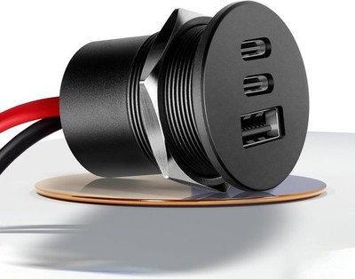 Versenkte Einbau USB Steckdose 58W 2xUSB-C PD20W+USB-A QC3.0 12-24V Womo/Boot