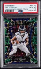 2023 Panini Select Zay Flowers #PH-ZFL /5 Phenomenon Green Prizim Pop 1 PSA 10