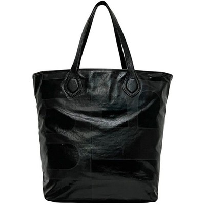Pre-owned Bally logo tote bag in black, lightweight PVC and leather. Features a