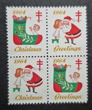 1964 American Lung Association Christmas Seal # WX 220  Block of 4 MNH