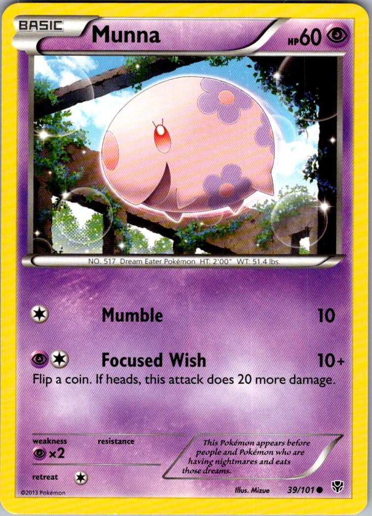 Munna Plasma Blast 39/101 Common Pokemon Near Mint