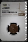 1923-S Lincoln Wheat Cent- NGC AU58 BN- Key Date- No Reserve #SLA627