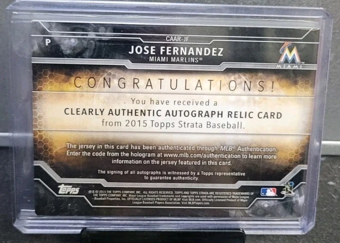 Jose Fernandez 2015 Topps Strata Patch Auto /99 - Image 2 of 2