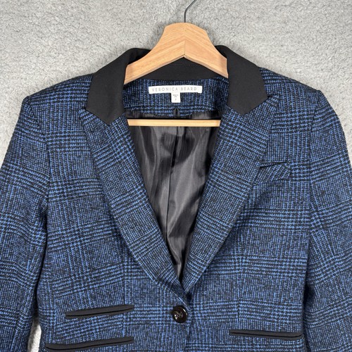 Veronica Beard Cutaway Dickey Jacket Blazer Blue Plaid Size 2 - Picture 4 of 14