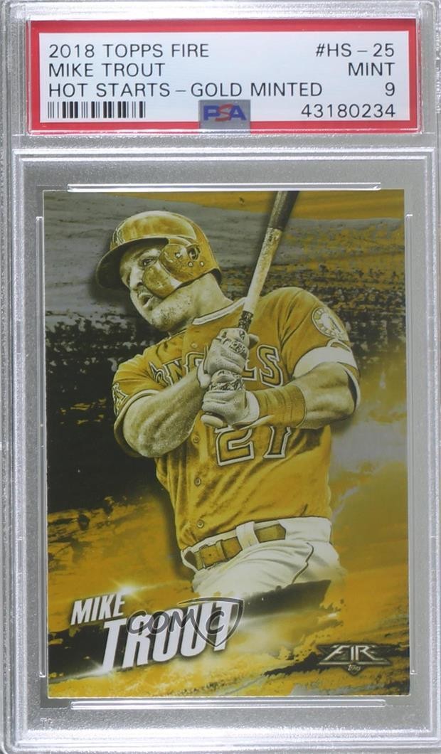 2018 Topps Fire Hot Starts Gold Minted Mike Trout #HS-25 PSA 9 MINT 2f4