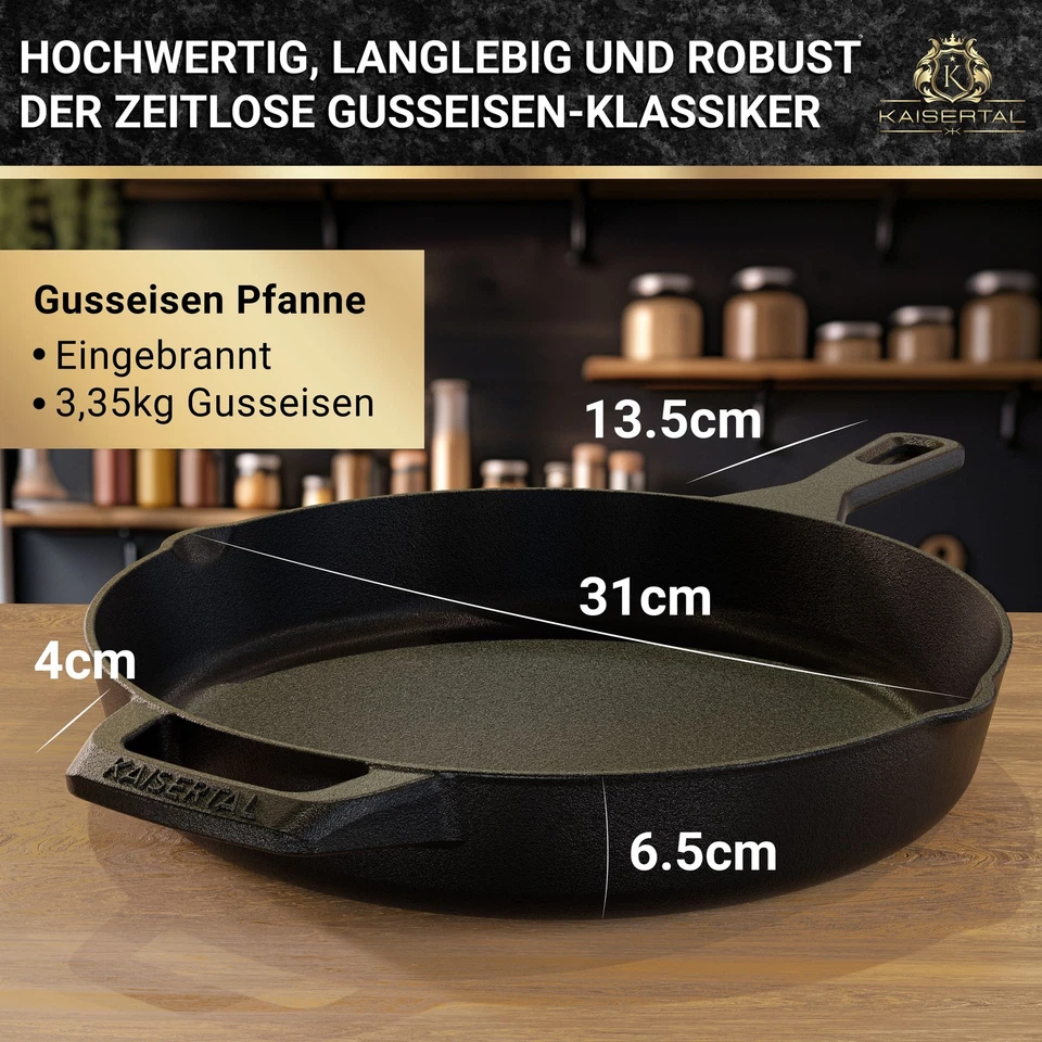 Kaisertal Gusseisen Pfanne Ø30cm Induktion Bratpfanne Grillpfanne alle Herdarten - Bild 3 von 4