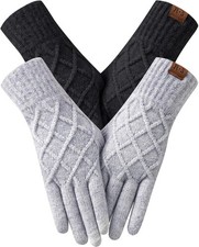 REACH STAR 2 Pairs Winter gloves for women Touch screen Black light Gray
