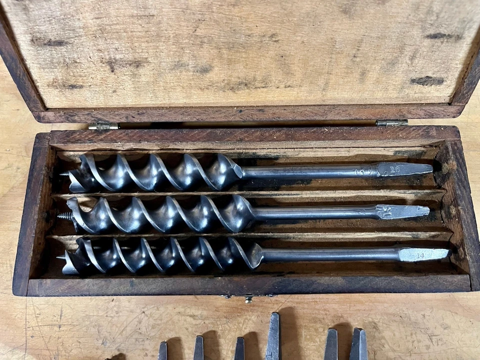 Vintage Set Russell Jennings 3 Tier Box Double Twist Auger Brace Drill Bits Nice - Image 3 of 4