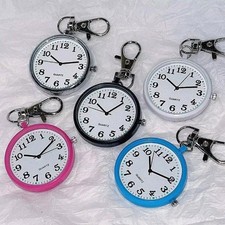 Mini Quartz Keyring Pocket Watch Unisex Compact Bag Clip Portable Gift