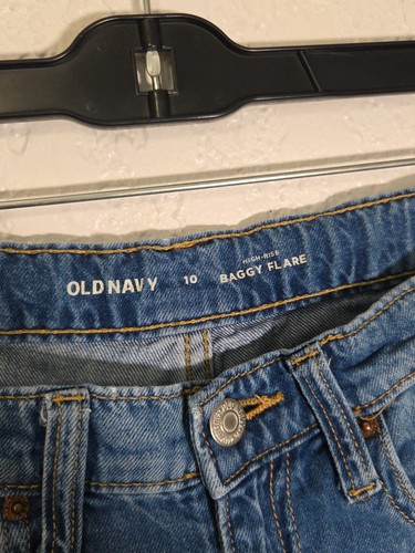 Girls Old Navy Jeans Size 10 High Rise, Baggy Flare Ripped - Picture 2 of 4