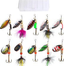 10-20Pcs Fishing Lures Spinnerbait for Bass Trout Salmon Walleye Hard Metal Spin