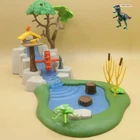 Playmobil diorama waterfall water-river-lake-farm-hut-forest-hut-landscape