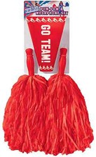 Cheerleader Pom Pom RED Poms Megaphone Costume Adult Childs Cheer Leader Prop