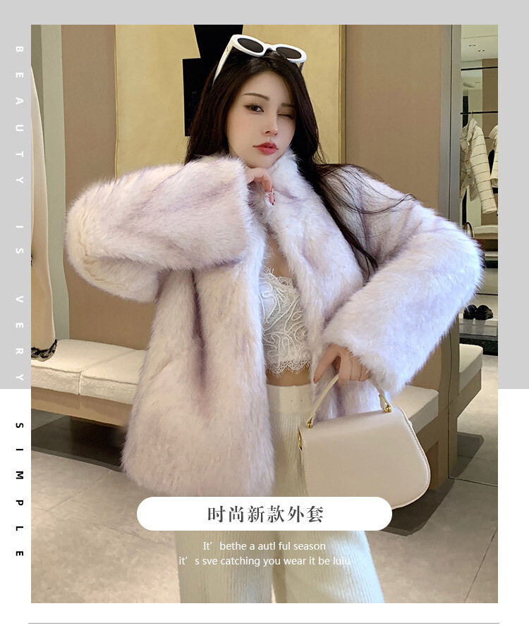 ジャケット・アウター mistreass Eco Fur Collarless Lady Coat Tosca Eco- Protection Gradual Change Color Fox Fur Coat