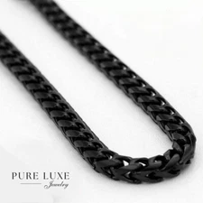 Men's 24" Stainless Steel 5mm Black Smooth,Braided Franco Chain Necklace**Box
