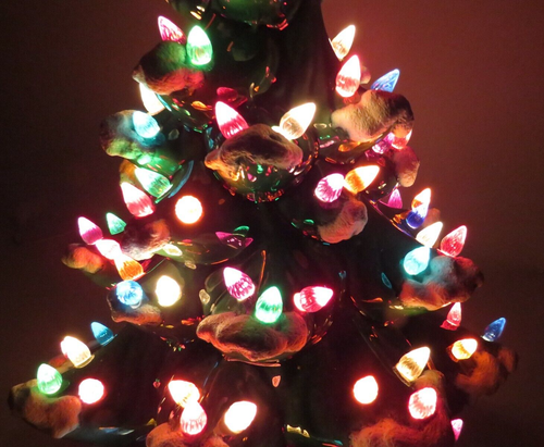 VTG 1960s CERAMIC 16" LIGHT UP CHRISTMAS TREE WITH STEADY & BLINKING LIGHT BULB - Picture 12 of 23