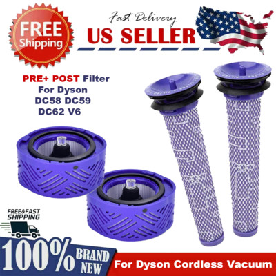 4 Pack Post, Pre Filters Replacement Parts for Dyson DC59 V6 DC62 Vacuum Cleaner