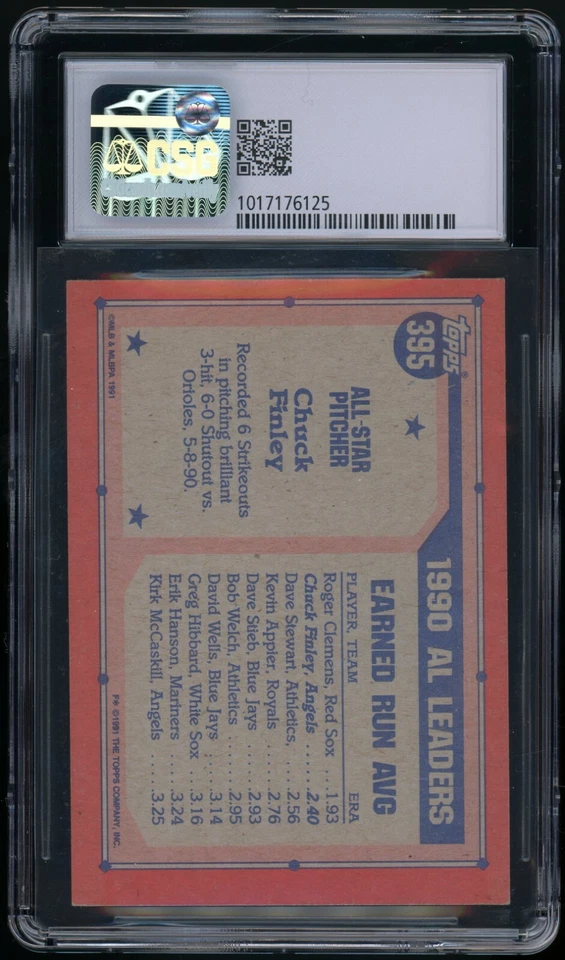 CHUCK FINLEY 1991 Topps Desert Shield #395 All Star Angels CSG 7 NM Near Mint - Image 2 of 2