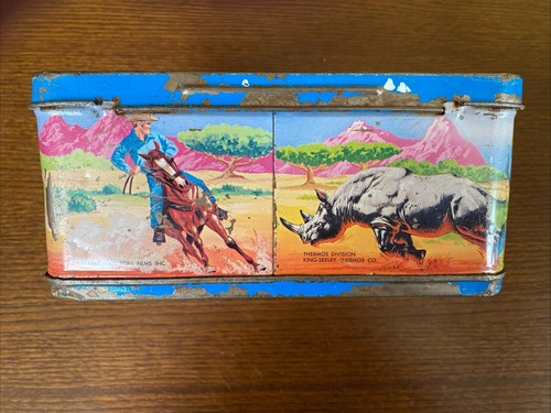 1968 Cowboy in Africa Lunch Box Upside Down Error and Thermos - Picture 7 of 19
