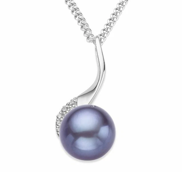 MIORE COLLANA DONNA ARGENTO CIONDOLO ZIRCONE PERLA SCATOLA IDEA REGALO NUOVO - Immagine 2 di 4