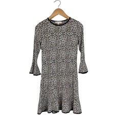 Michael Kors Women’s XS Mega Cheetah Bell 3/4 Sleeves Flounce Dress Animal Print