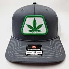 Richardson 112 Trucker Cap Hat Mesh Snapback Gray White Pioneer Weed Patch