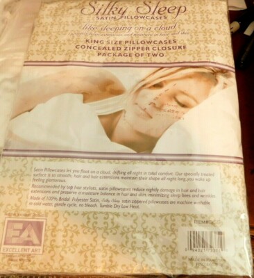 KING SIZE SATIN PILLOWCASES (2) BLUE-NICE SOFT-NOW HAVE A GOOD