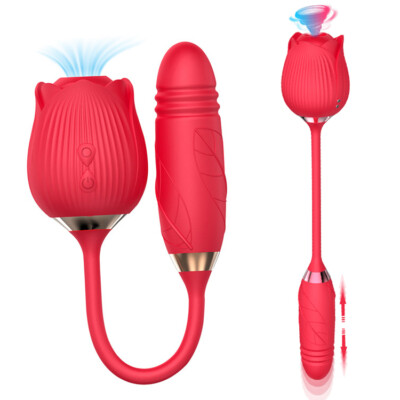 Rose Clitoral Thrusting Vibrator Sucking Pump Women Toy Clit Sucker  Rechargeable | eBay