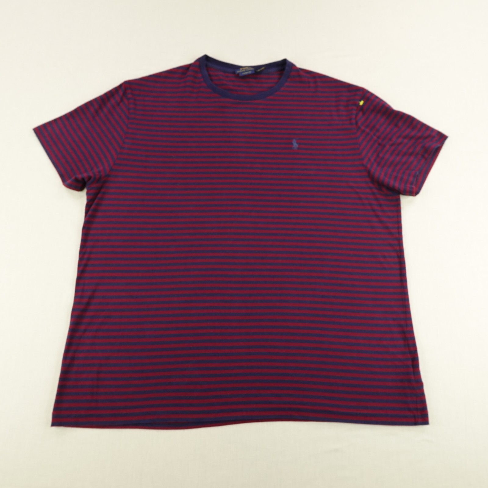 Polo Ralph Lauren camicia uomo XL rosso blu righe pony logo girocollo manica corta
