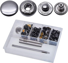 12 Set Leather Snap Fasteners Kit, 15Mm Metal Button Snaps Press Studs with 5 Se