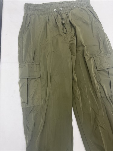 Love Theory Essentials Polyester Cargo Pants For Women - Green Olive Size Medium - Picture 3 of 6