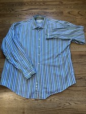Pronto Uomo Men's striped dress shirt grey/blue/green XL, non-iron