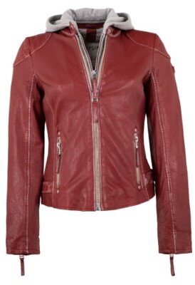 Gipsy Ladies Leather Jacket Lambskin Hood Brick Red Organic